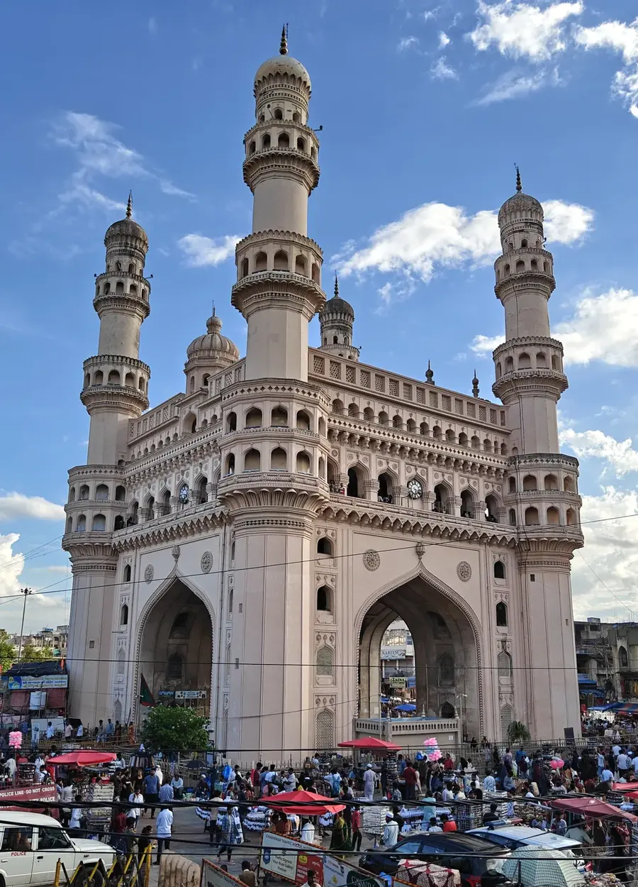 The Charminar under a blue sky, Hyderabad